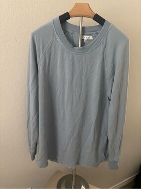 LAKE Modal Long Sleeve Sleep Lounge Shirt Dusty Blue Soft Womens Large